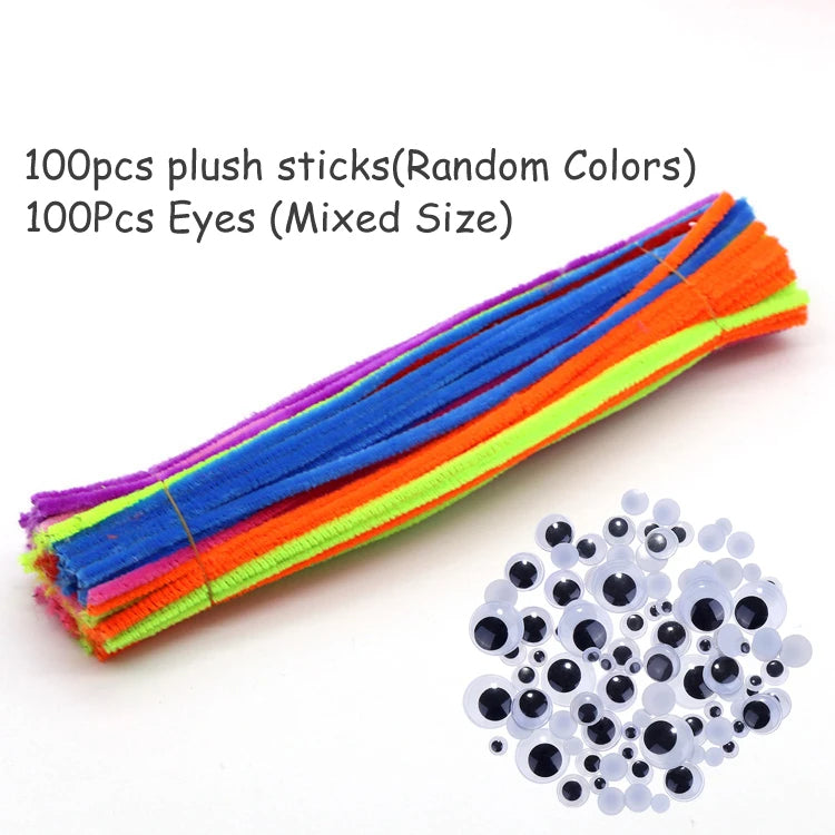 Plush Stick / Pompoms Rainbow Colours Shilly-Stick Educational DIY Toys Handmade Art Craft Creativity Developing Toys GYH