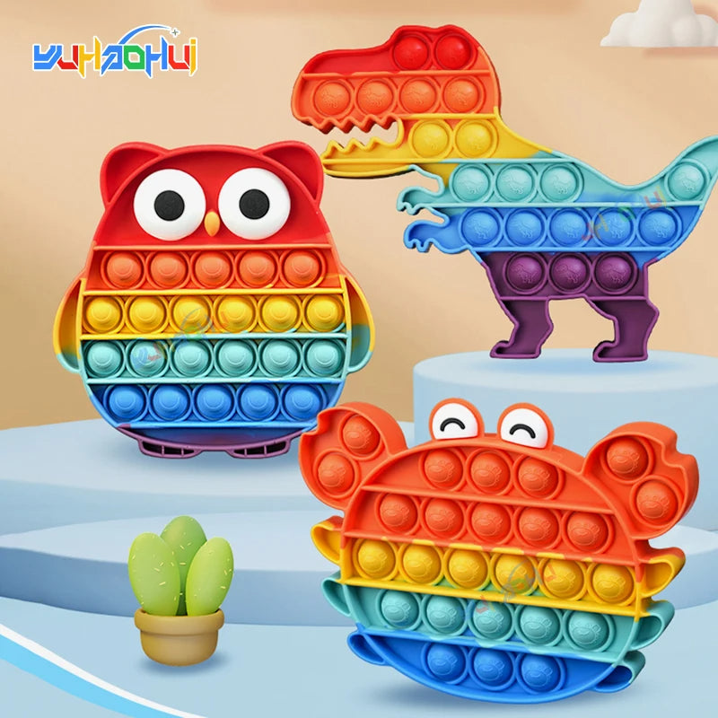 Rainbow Pop Push Bubble Fidget Anti Stress Relief Toys for Adult Children Special Needs Sensory Toys Interactive Toys for Kids