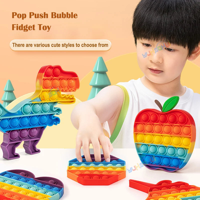Rainbow Pop Push Bubble Fidget Anti Stress Relief Toys for Adult Children Special Needs Sensory Toys Interactive Toys for Kids