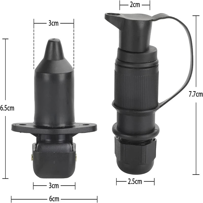 Yuanjoy 12/24V Round 3 Pole Plug Interface Adapter Socket Connector for Car Electronics Trailer Caravan Truck Vehicle