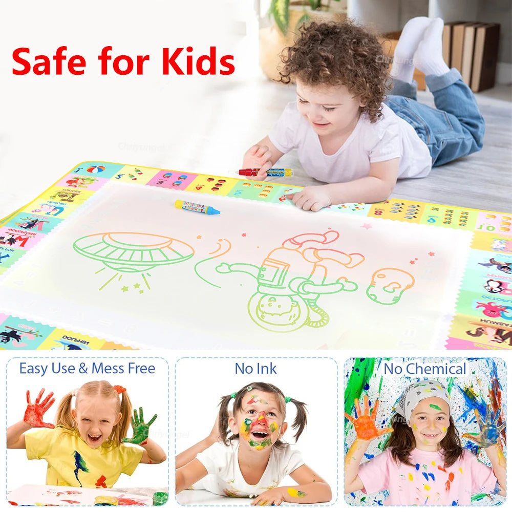 Magic Water Drawing Mat Set Reusable Doodle Painting Board Carpet Montessori Educational Toys for Kids Gifts, Multiple Sizes