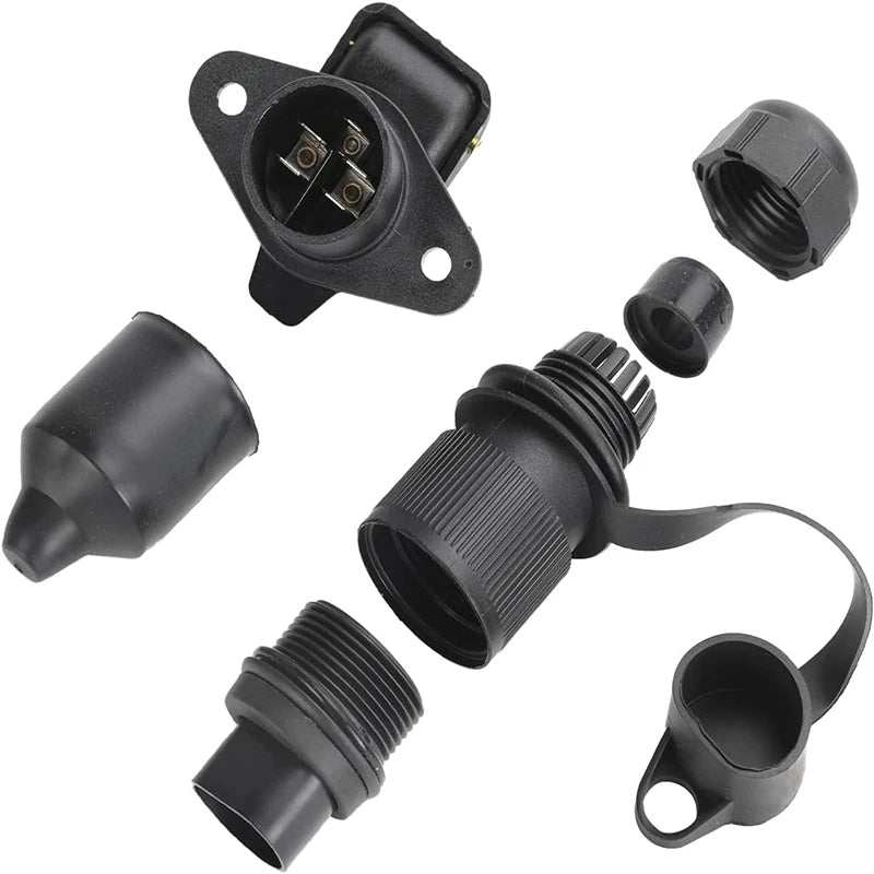 Yuanjoy 12/24V Round 3 Pole Plug Interface Adapter Socket Connector for Car Electronics Trailer Caravan Truck Vehicle