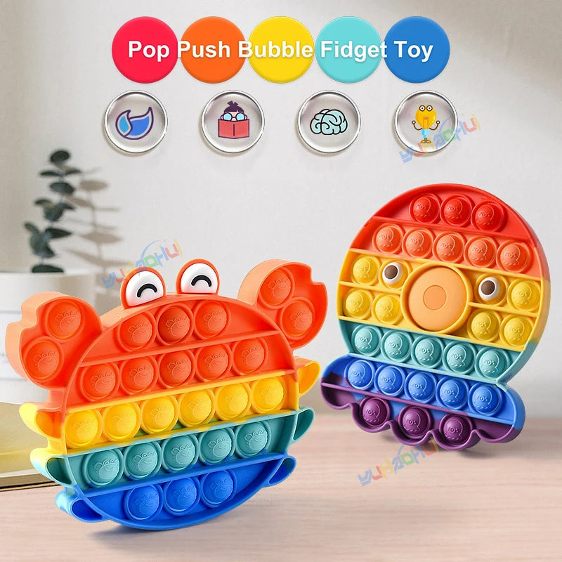 Rainbow Pop Push Bubble Fidget Anti Stress Relief Toys for Adult Children Special Needs Sensory Toys Interactive Toys for Kids