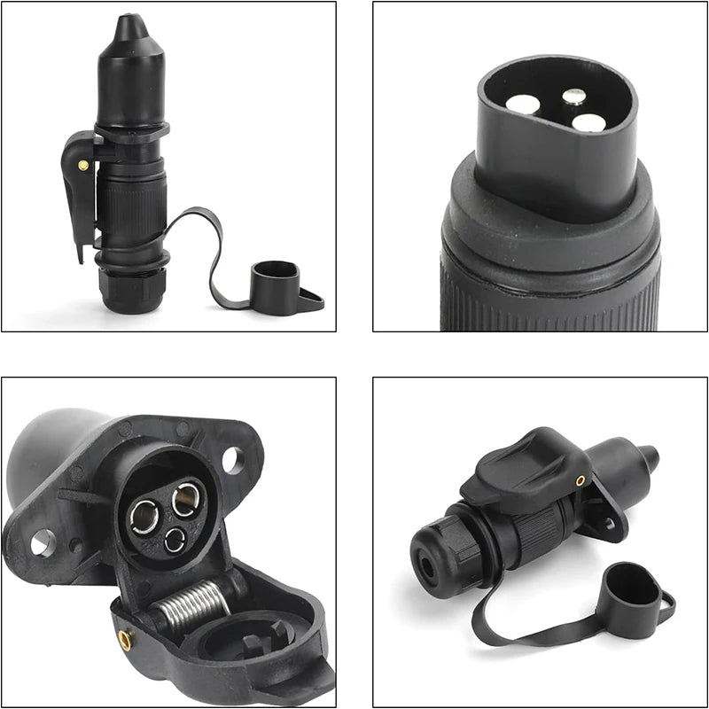 Yuanjoy 12/24V Round 3 Pole Plug Interface Adapter Socket Connector for Car Electronics Trailer Caravan Truck Vehicle