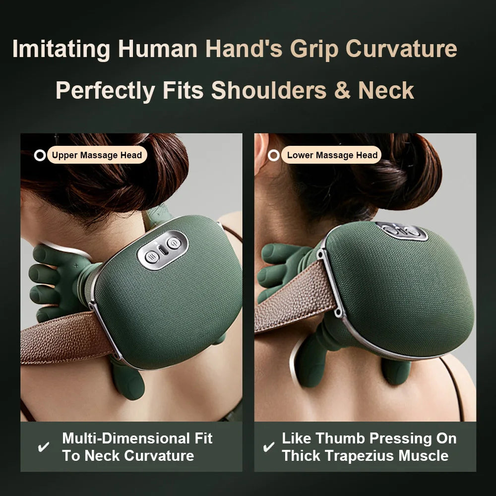 Bionic Neck Shoulder Massager Heated Back Massagers Electric Kneading Muscles Massage Pillow Neck Waist Leg Body 3-Level Modes