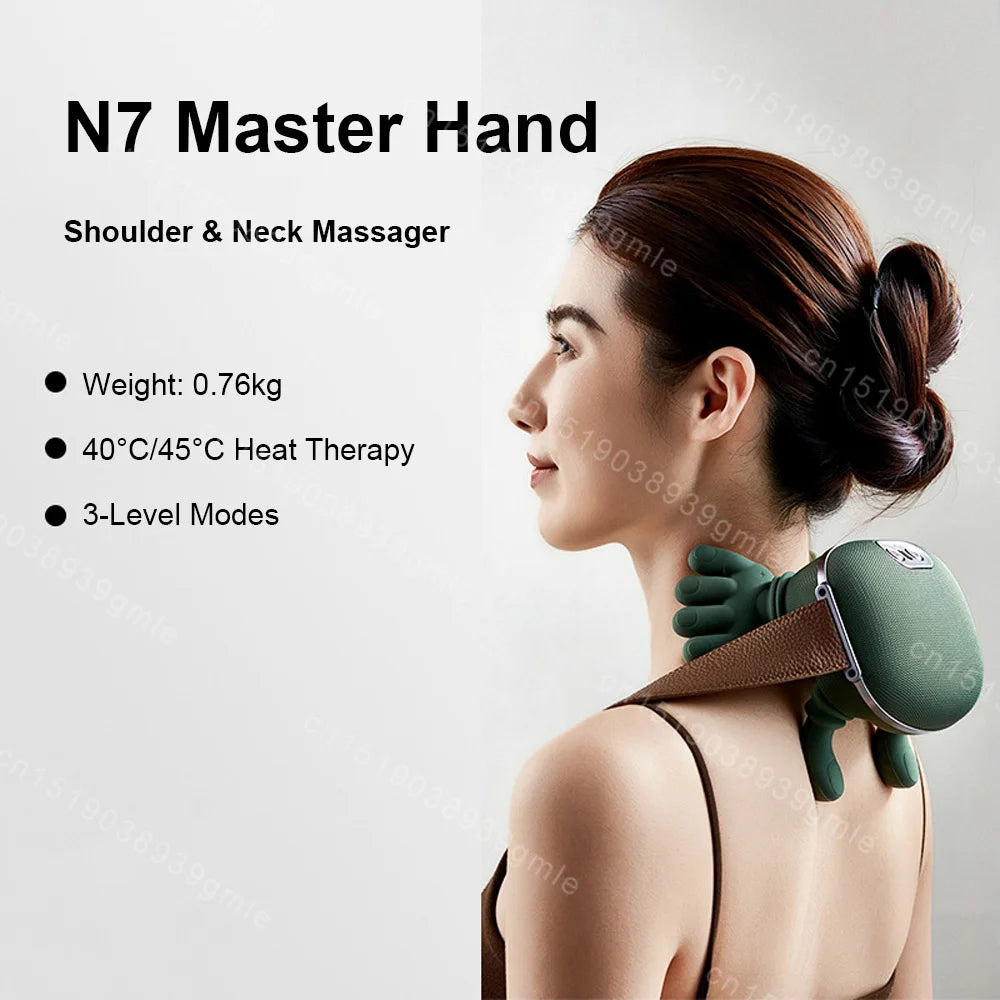 Bionic Neck Shoulder Massager Heated Back Massagers Electric Kneading Muscles Massage Pillow Neck Waist Leg Body 3-Level Modes