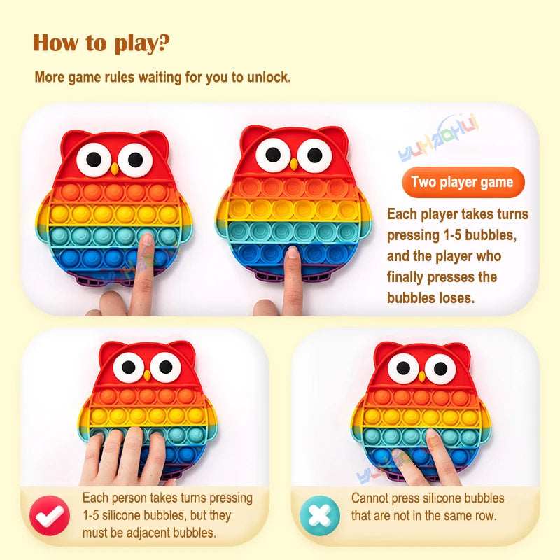 Rainbow Pop Push Bubble Fidget Anti Stress Relief Toys for Adult Children Special Needs Sensory Toys Interactive Toys for Kids