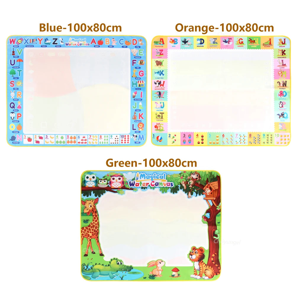 Magic Water Drawing Mat Set Reusable Doodle Painting Board Carpet Montessori Educational Toys for Kids Gifts, Multiple Sizes
