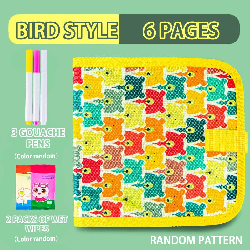 Erasable Doodle Book for KidsToddlers Toys Reusable Drawing Pads with 12 Watercolour Pens Preschool Toy Trip Writing Painting Set
