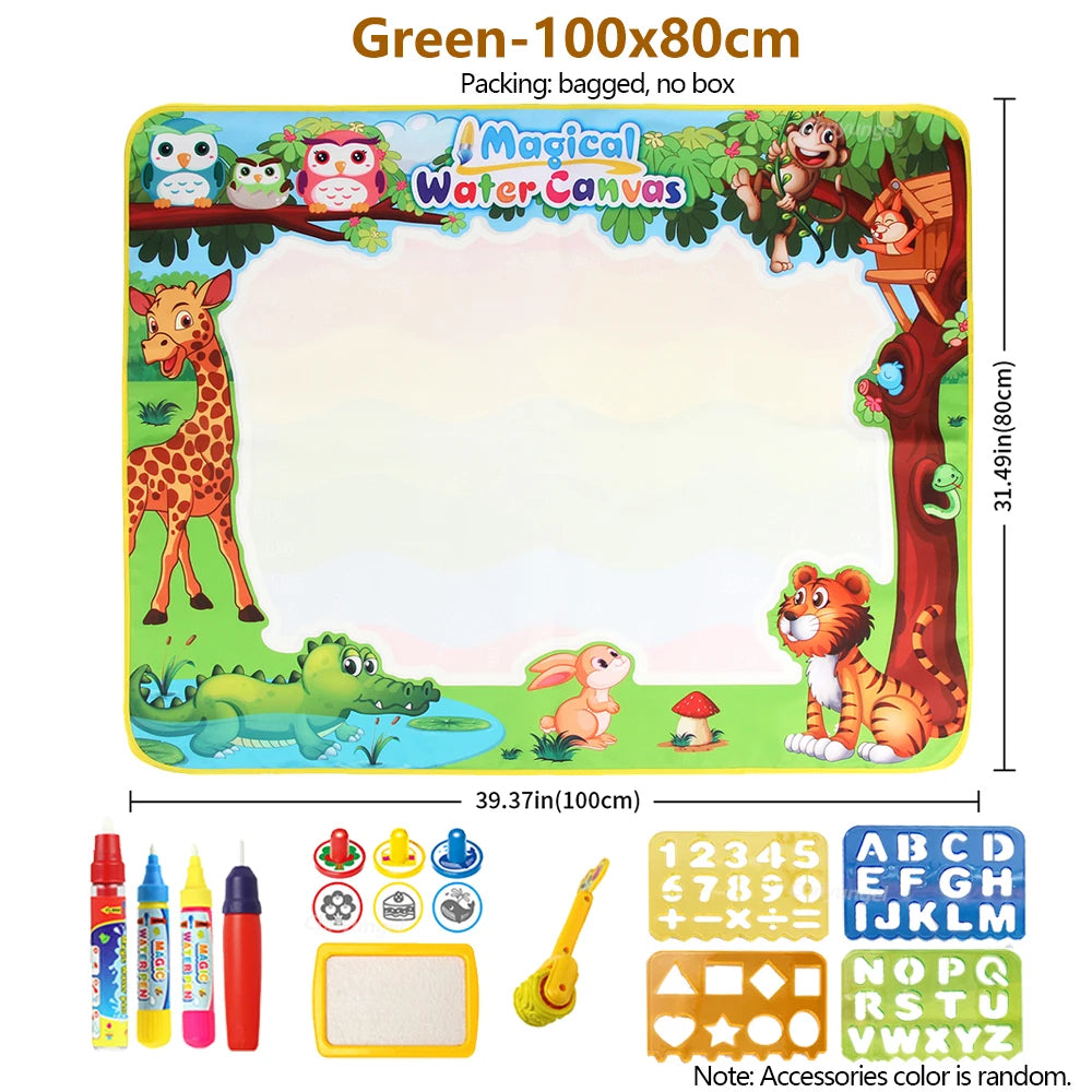Magic Water Drawing Mat Set Reusable Doodle Painting Board Carpet Montessori Educational Toys for Kids Gifts, Multiple Sizes