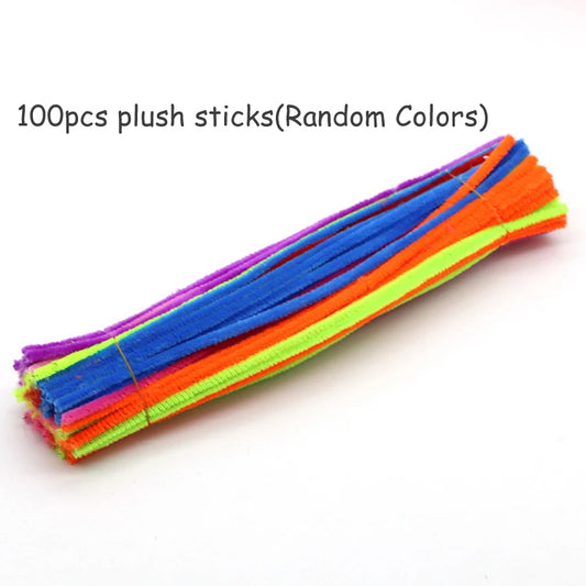 Plush Stick / Pompoms Rainbow Colours Shilly-Stick Educational DIY Toys Handmade Art Craft Creativity Developing Toys GYH