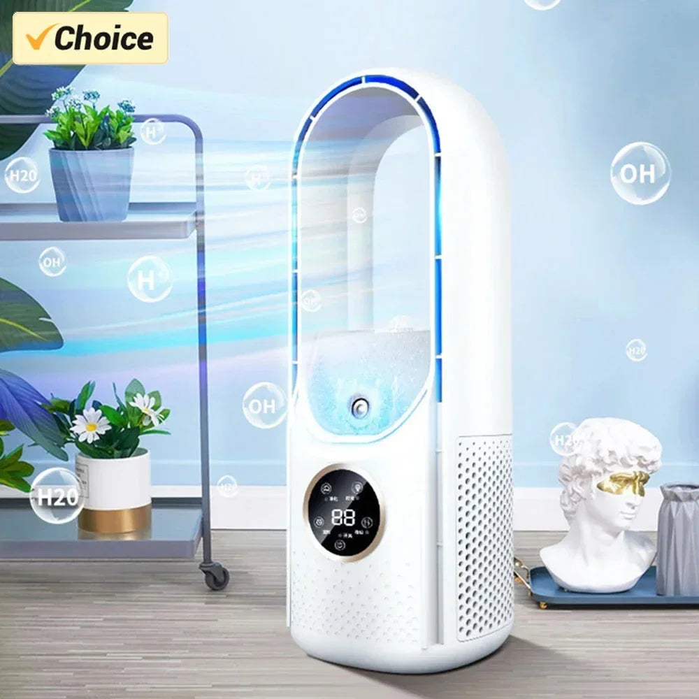 Portable Mini Air Conditioner USB Air Cooler Bladeless Electric Fan 6-speed Silent Timed Air Conditioner Cooling Fan Humidifier