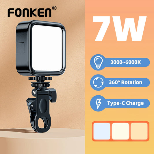 Fonken New LED Selfie Light for iPhone Samsung iPad Mobile Phone Laptop Clip Ring Flash Fill Light Photo Video Photography Lamp