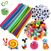 Plush Stick / Pompoms Rainbow Colours Shilly-Stick Educational DIY Toys Handmade Art Craft Creativity Developing Toys GYH
