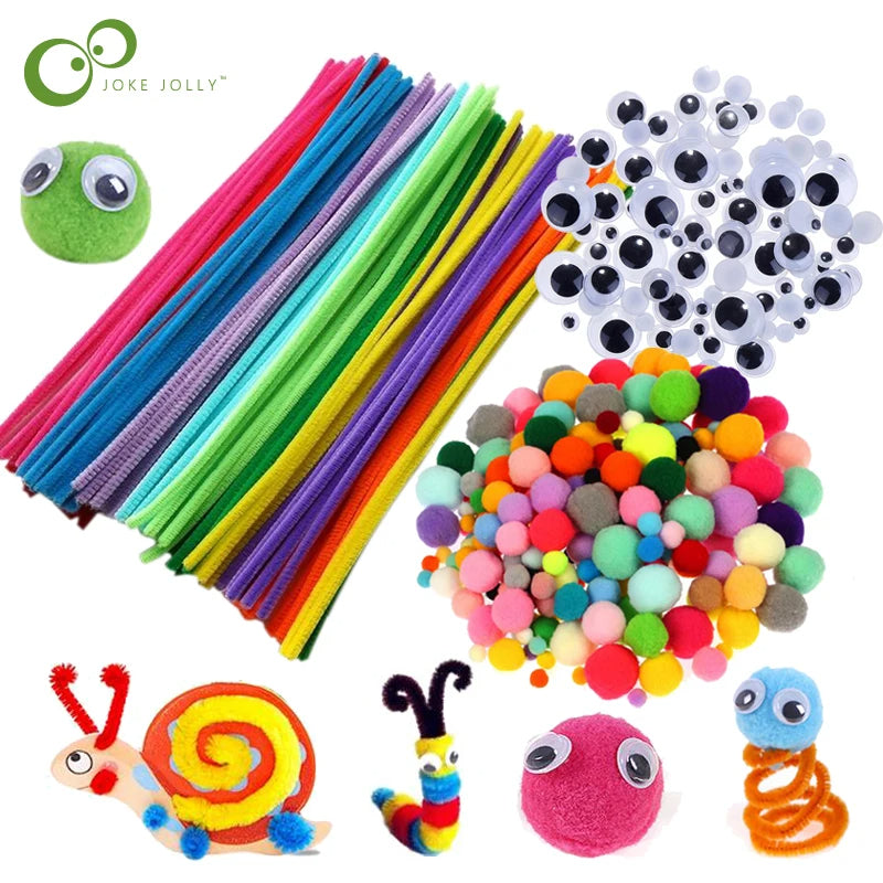 Plush Stick / Pompoms Rainbow Colours Shilly-Stick Educational DIY Toys Handmade Art Craft Creativity Developing Toys GYH