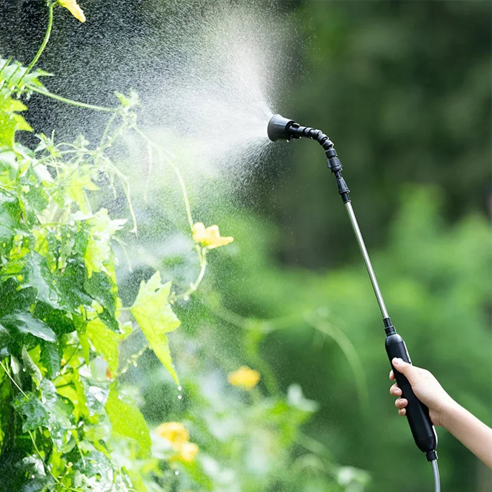 Electric Sprayer with 2 Nozzles Garden Watering Spray Gun with 2/4/6/m Pipes Type-C/USB Telescopic Handle Irrigation Tools