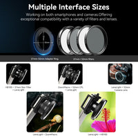 APEXEL Lens Light with 37-52mm Adapter Ring Used for Camera and Phone Macro Photography Mobile Phone Fill Light & Camera Fill Light