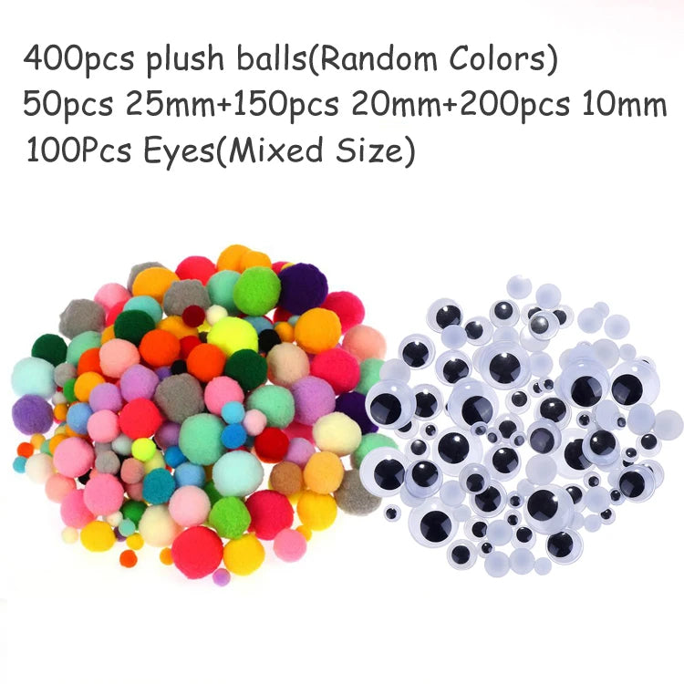 Plush Stick / Pompoms Rainbow Colours Shilly-Stick Educational DIY Toys Handmade Art Craft Creativity Developing Toys GYH