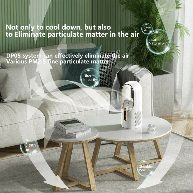 Portable Mini Air Conditioner USB Air Cooler Bladeless Electric Fan 6-speed Silent Timed Air Conditioner Cooling Fan Humidifier