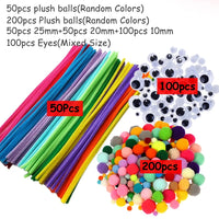 Plush Stick / Pompoms Rainbow Colours Shilly-Stick Educational DIY Toys Handmade Art Craft Creativity Developing Toys GYH